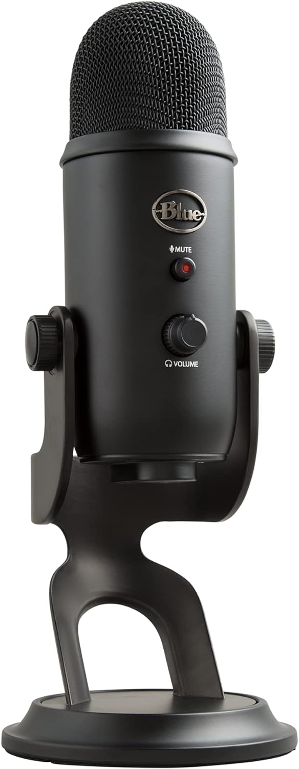 Blue Yeti Blackout USB Microphone: Studio Quality Recording and Streaming