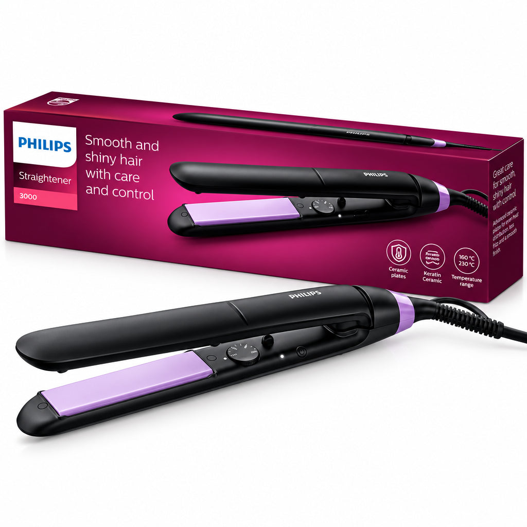Philips StraightCare Essential Hair Straightener - Ceramic Plates, Fast Heating BHS377/00 - Gomix Brands Outlet