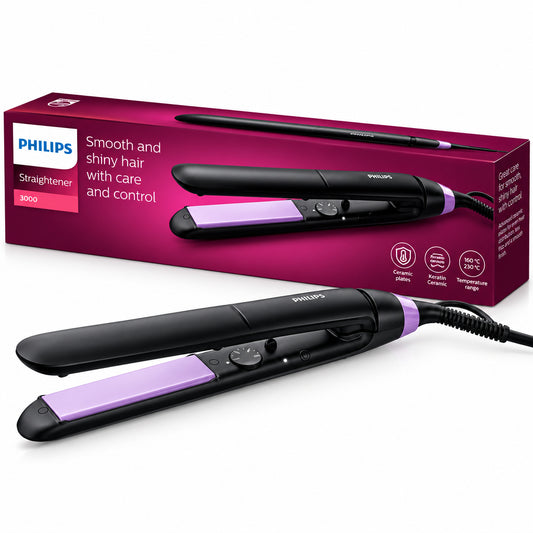 Philips StraightCare Essential Hair Straightener - Ceramic Plates, Fast Heating BHS377/00 - Gomix Brands Outlet