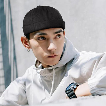 MESU Brimless Docker Cap – Retro No‑Brim Beanie for Men