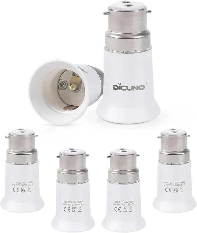 DiCUNO 6-Pack B22 to E27 Socket Converter for LED Bulbs - Gomix Brands Outlet