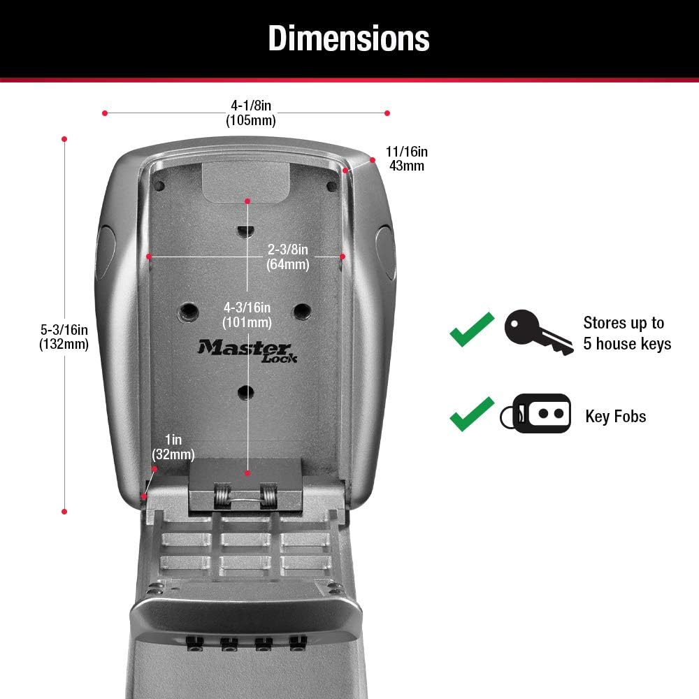 Master Lock Heavy Duty Wall-Mount Key Box with 5-Key Capacity