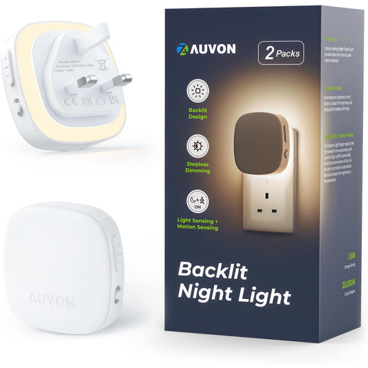 AUVON Adjustable Dimmable Night Light with Motion Sensor (2 Pack)