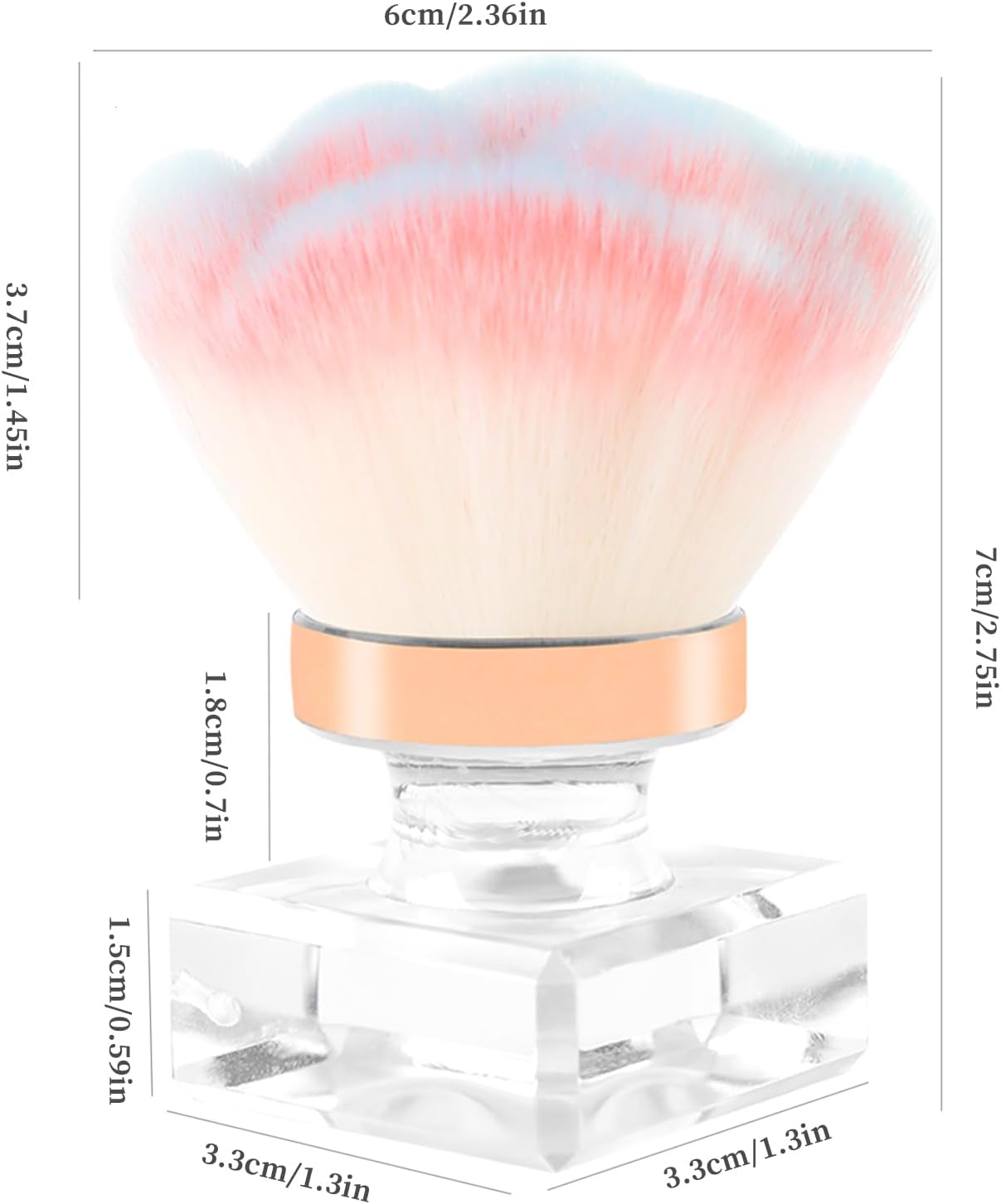 ANGNYA Pink Rose Nail Dust Brush with Soft Nylon Bristles
