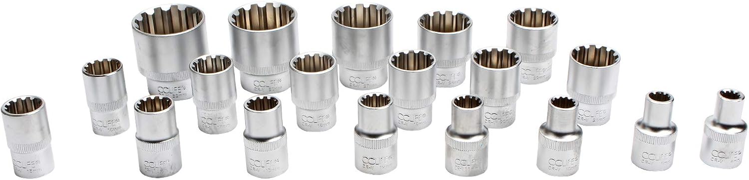 CCLIFE 19-Piece 12-Point Gear Lock Spline Socket Set