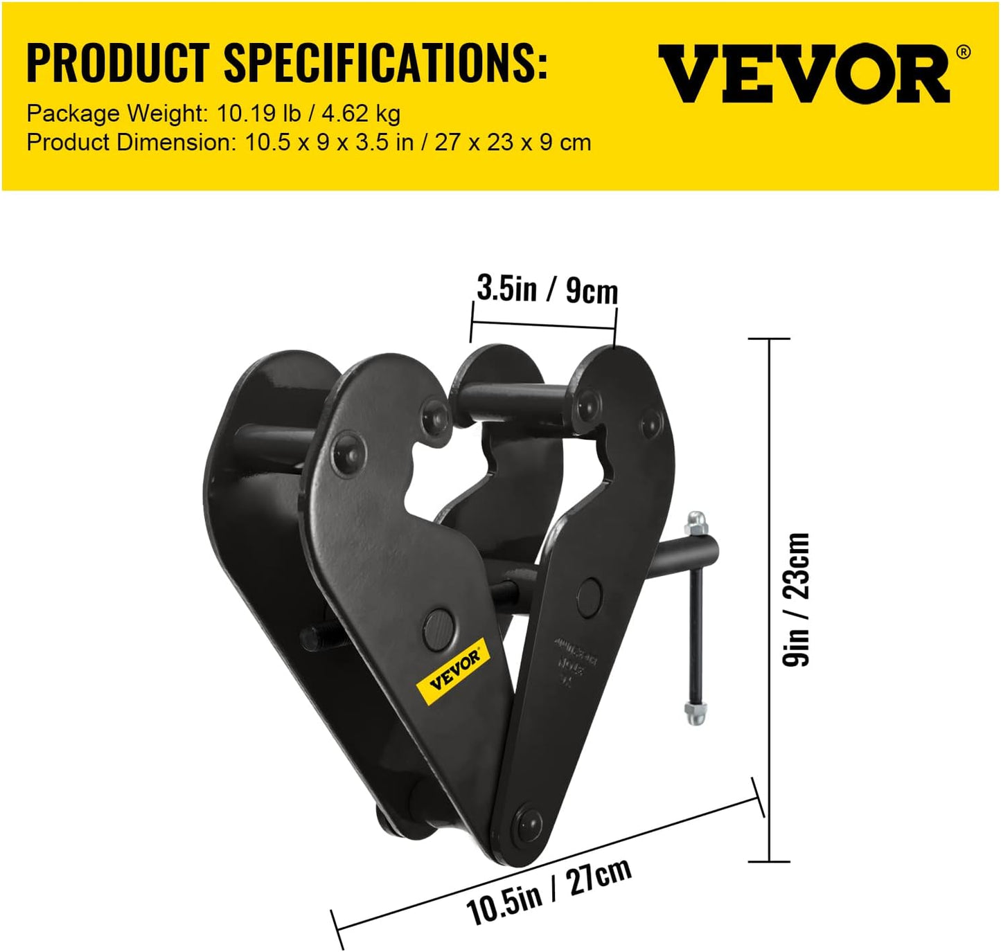VEVOR 1 Ton Capacity I Beam Clamp For Rigging Heavy Duty Steel Lifting