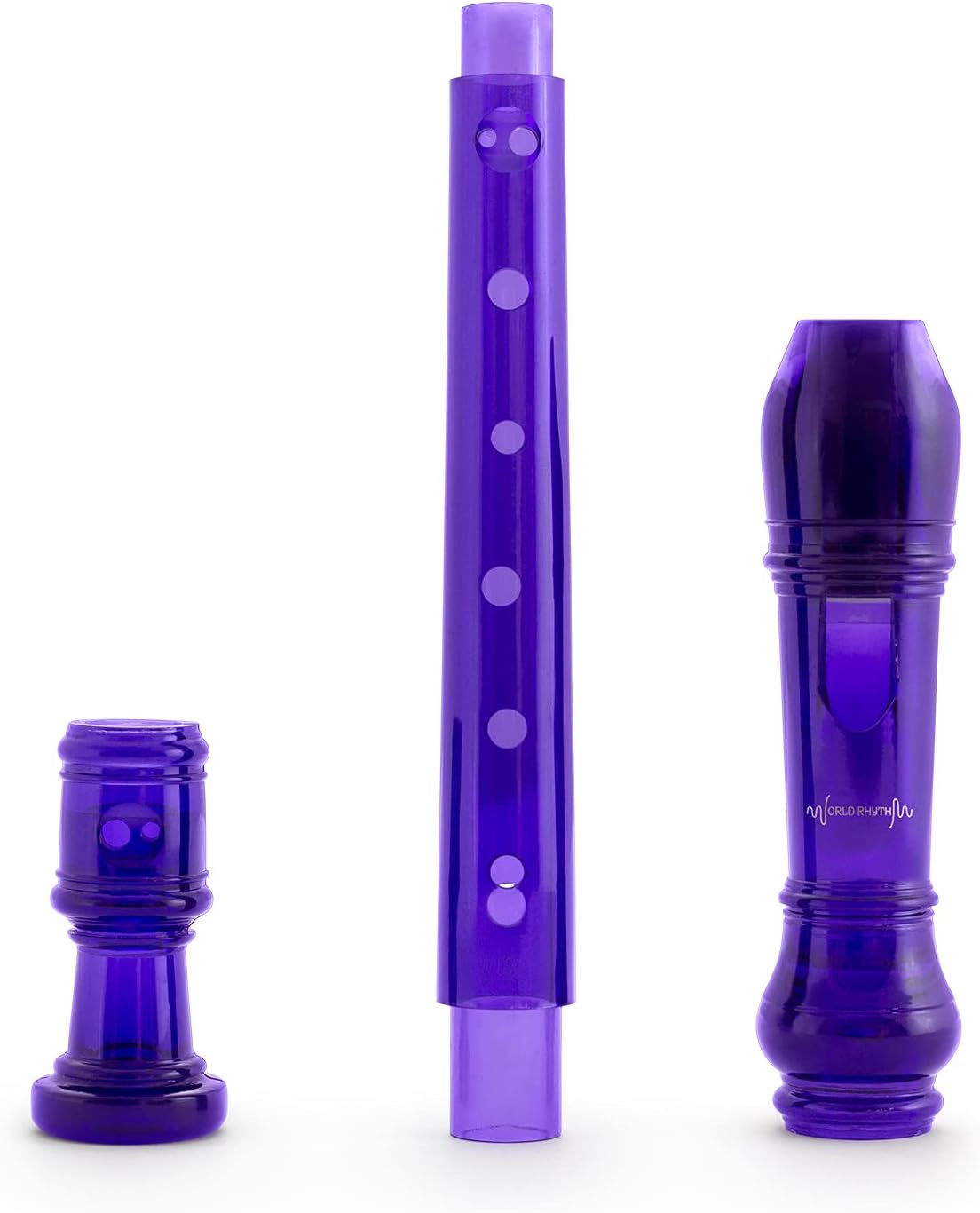 World Rhythm Purple 3-Piece Soprano Recorder with Bag & Cleaning Rod