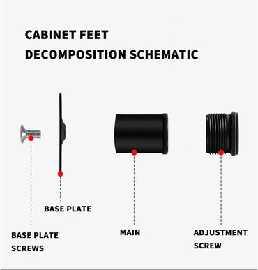 4 Black Adjustable Stainless Steel Furniture Legs with 0-10mm Height