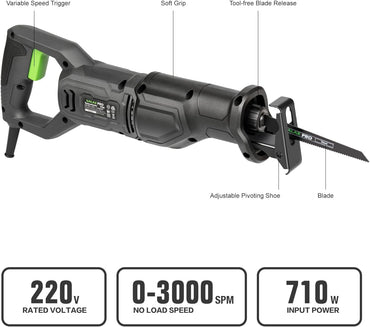 GALAX PRO 710W Reciprocating Saw with 3000 SPM Variable Speed