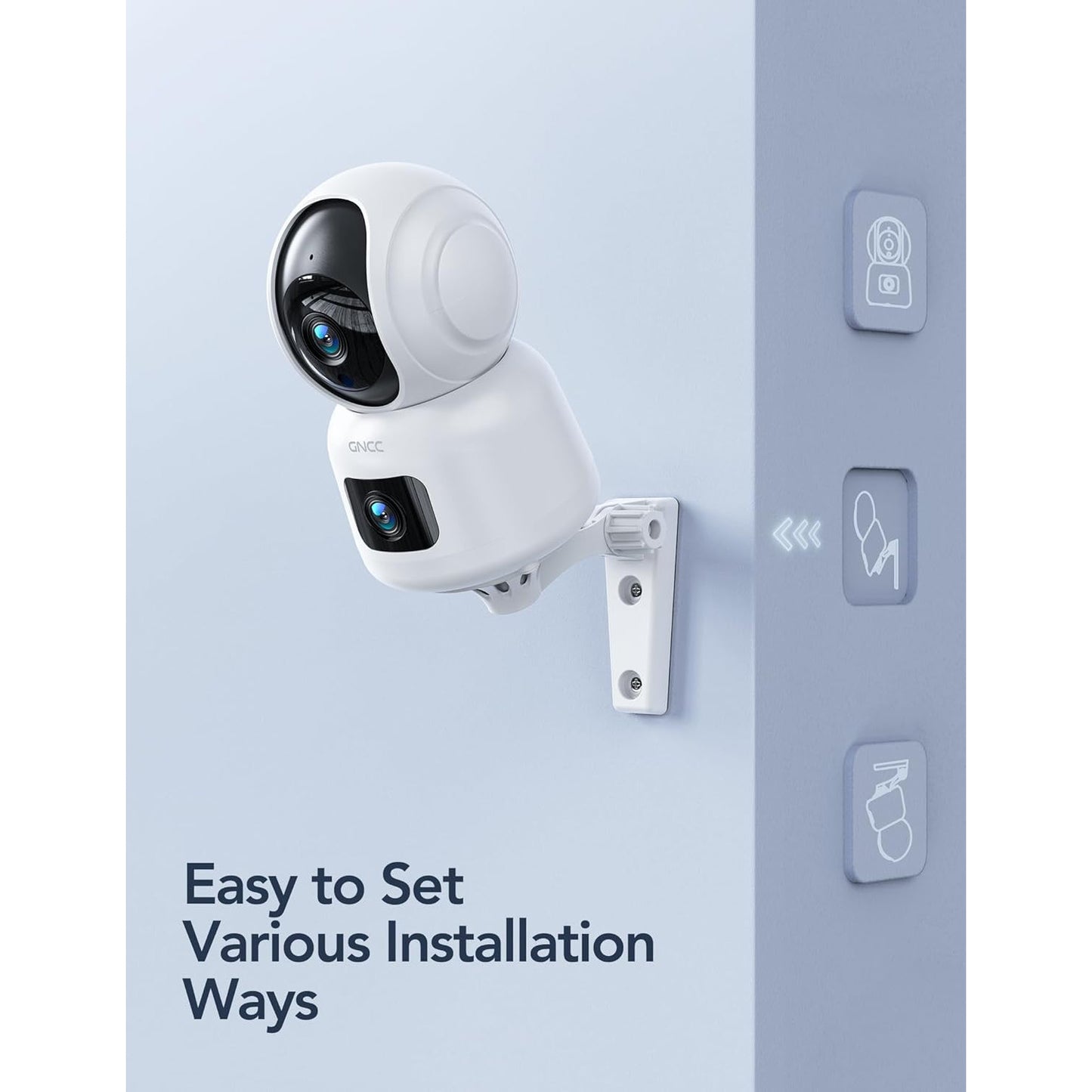 GNCC Dual-Lens Indoor Camera with 360° PTZ, Night Vision, Audio