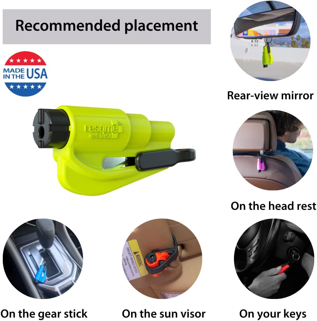 Resqme GBO-RQM-ROT Emergency Keychain Tool: Seatbelt Cutter & Window Breaker