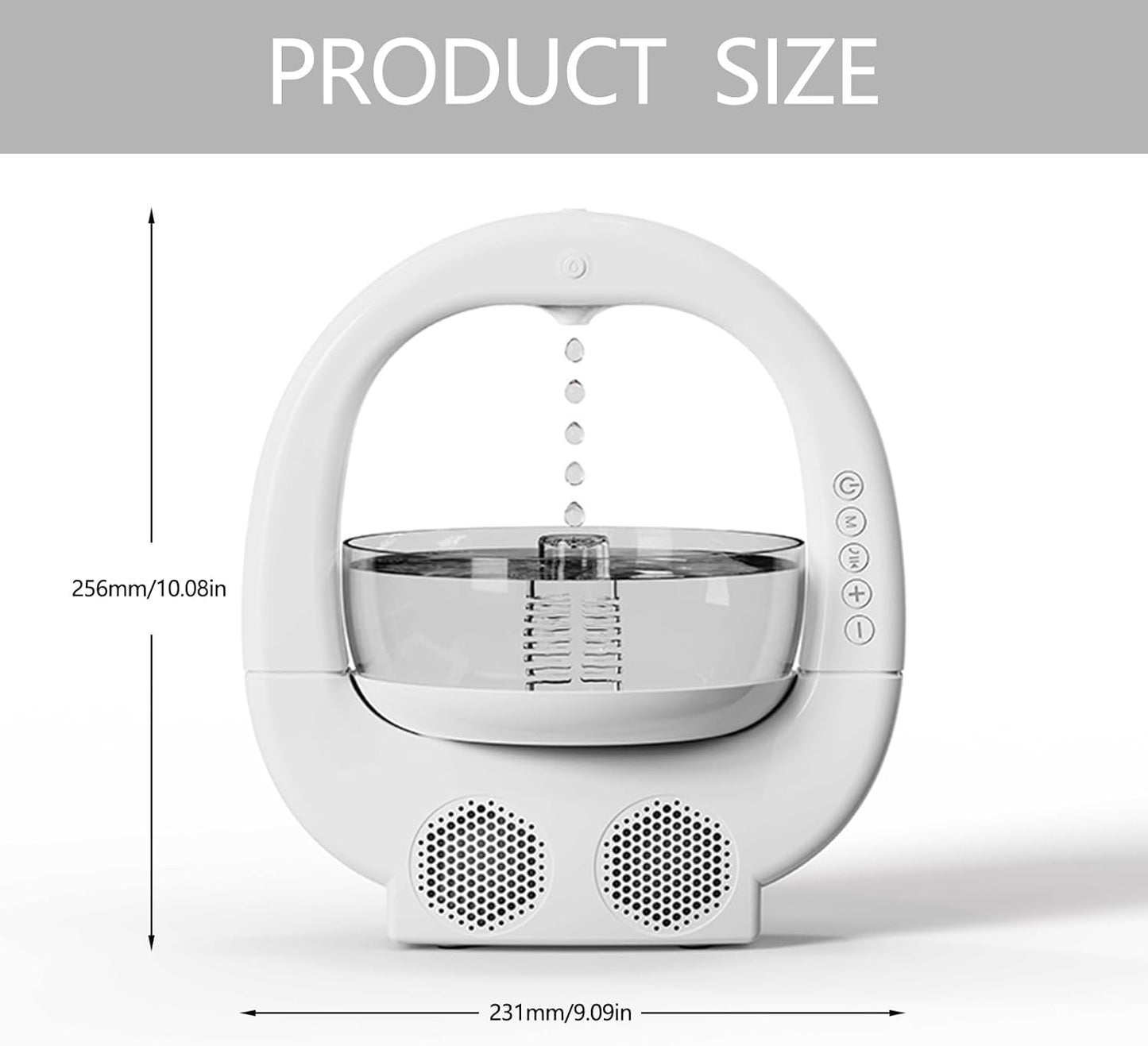 Anti-Gravity Humidifier with Fish Tank, 7-Color Night Light & Bluetooth Speaker