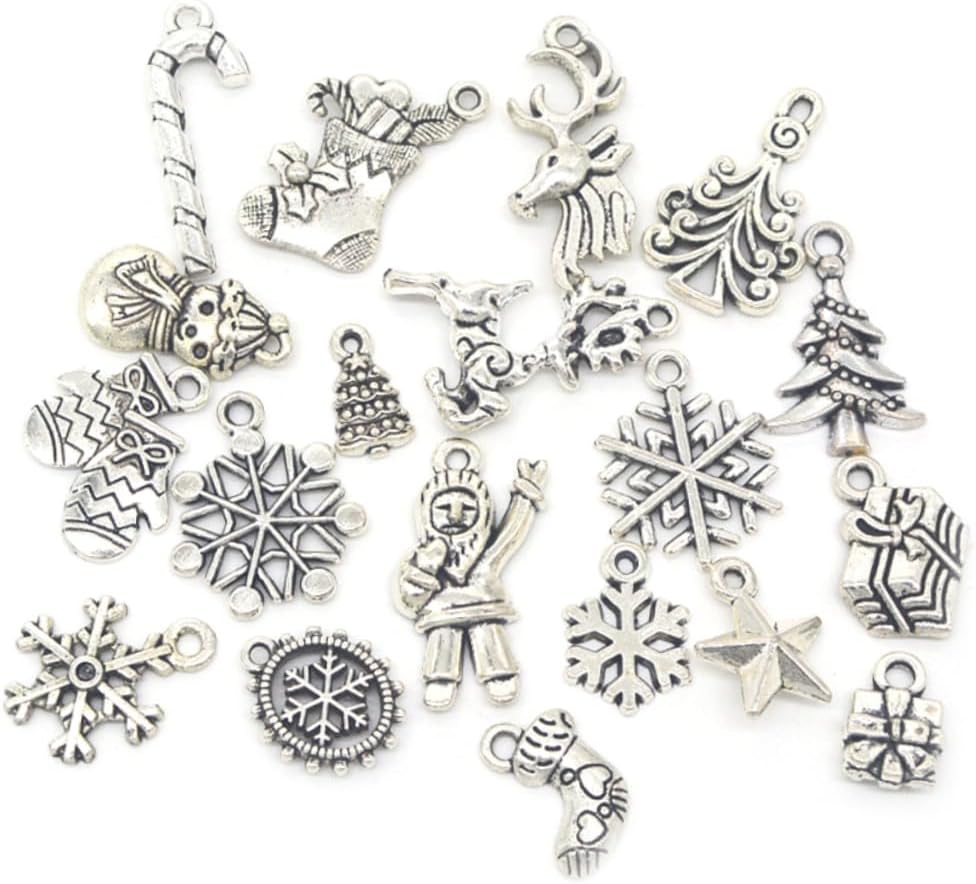 Christmas Charm Assortment: Festive DIY Jewelry Making Kit with 19 Unique Pendants