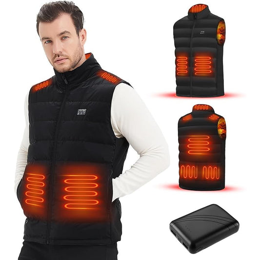 Heated Down Vest for Men and Women – 8 Zones, 10,000 mAh Battery, 90% Down Fill
