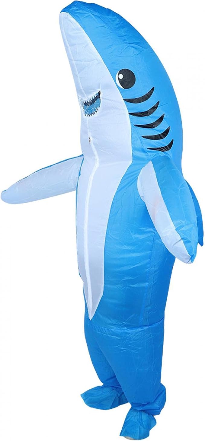 Blue Shark Battery Powered Inflatable Costume for Halloween Parties
