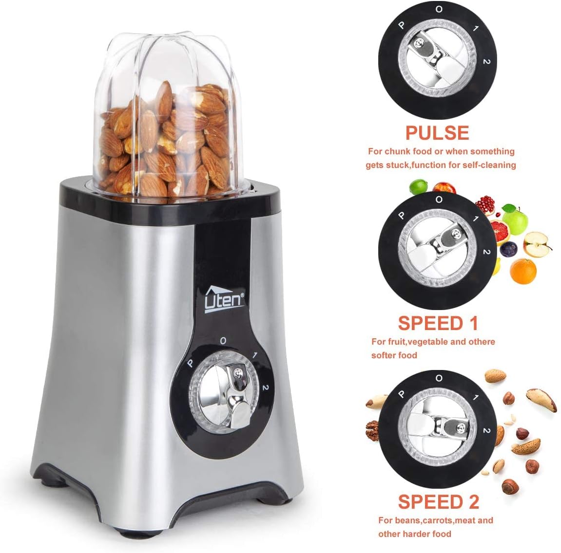 Uten 5-in-1 Multifunctional Smoothie Blender, Juicer, Grinder, Mixer, Ice Crusher