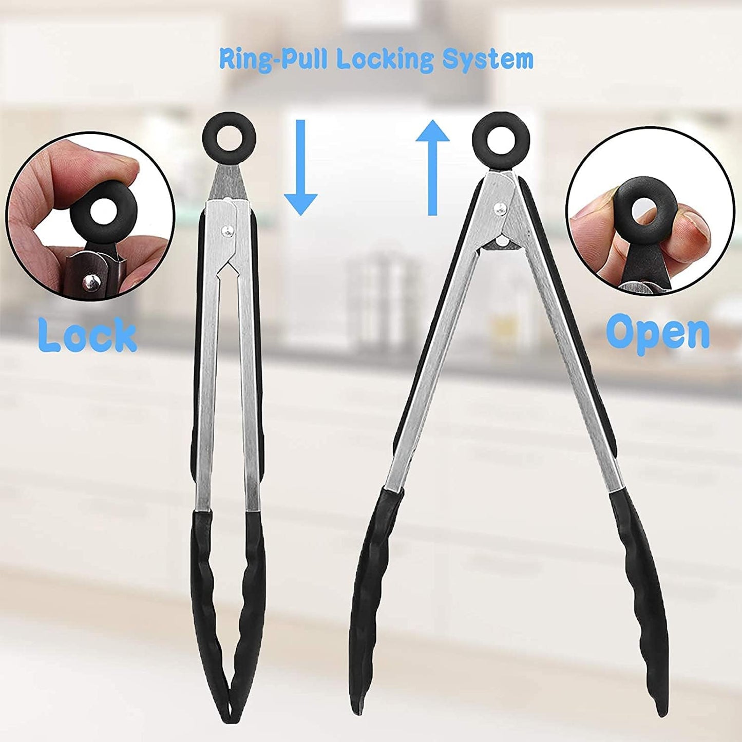 YSTrillion Stainless Steel Silicone Barbecue Tongs 27cm & 34cm
