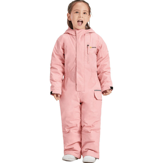 GEMYSE Kids Waterproof One-Piece Ski Suit Jumpsuit for Winter Outdoor Snowboarding