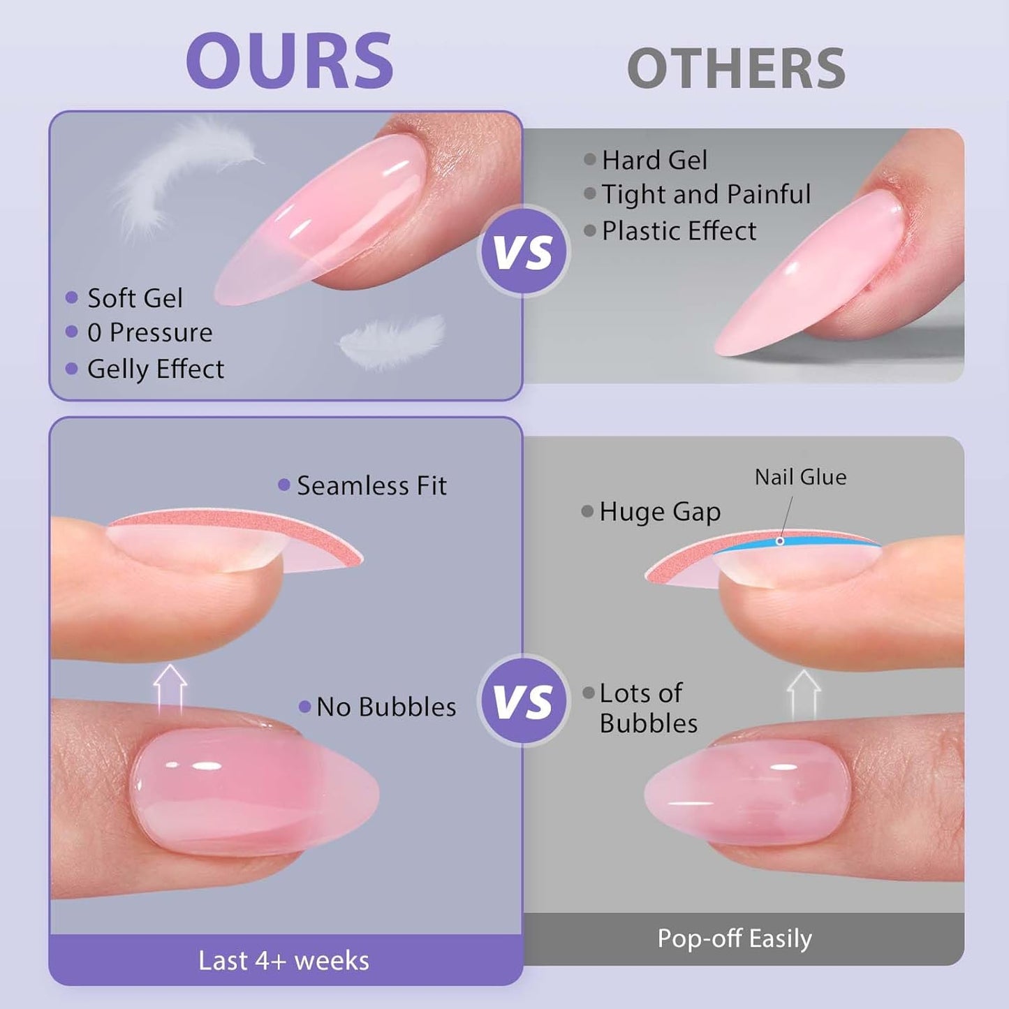 BTArtbox 160pcs Extra Short Almond Gel Nail Tips