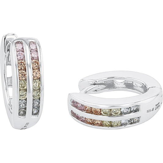 Sparkling Princess Lillifee Sterling Silver Hoop Earrings with Zirconia for Girls