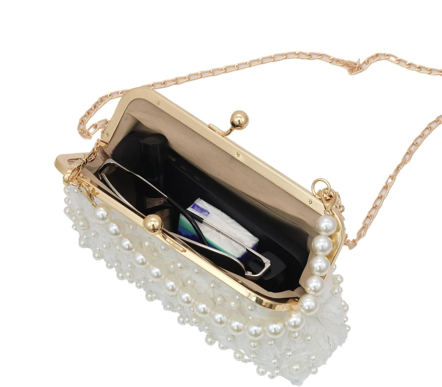 YEBON Pearl-Embellished Elegant Evening Clutch Bag for Weddings