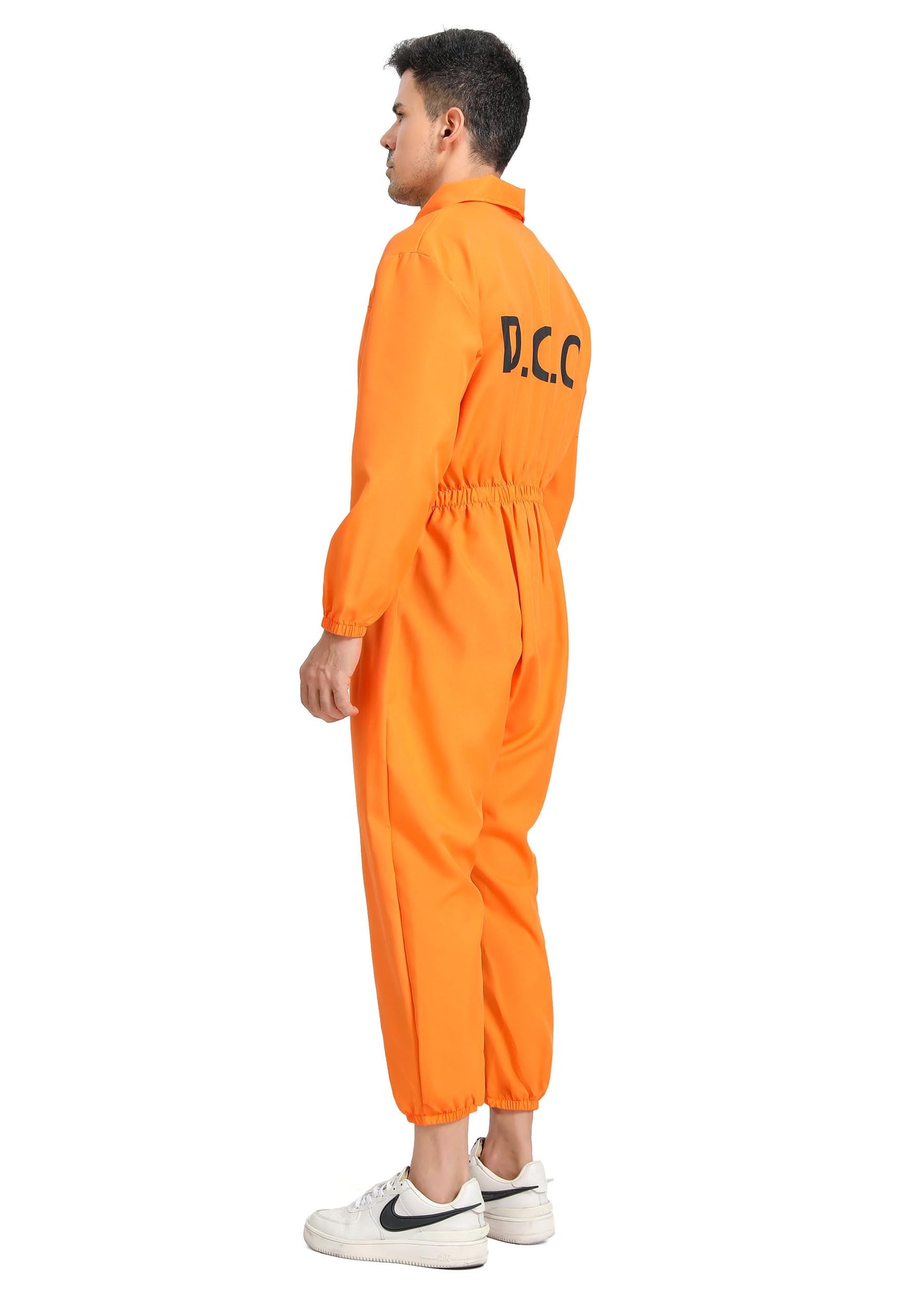 Fun Orange Prisoner Jumpsuit Costume for Adults with Handcuffs - Halloween Cosplay