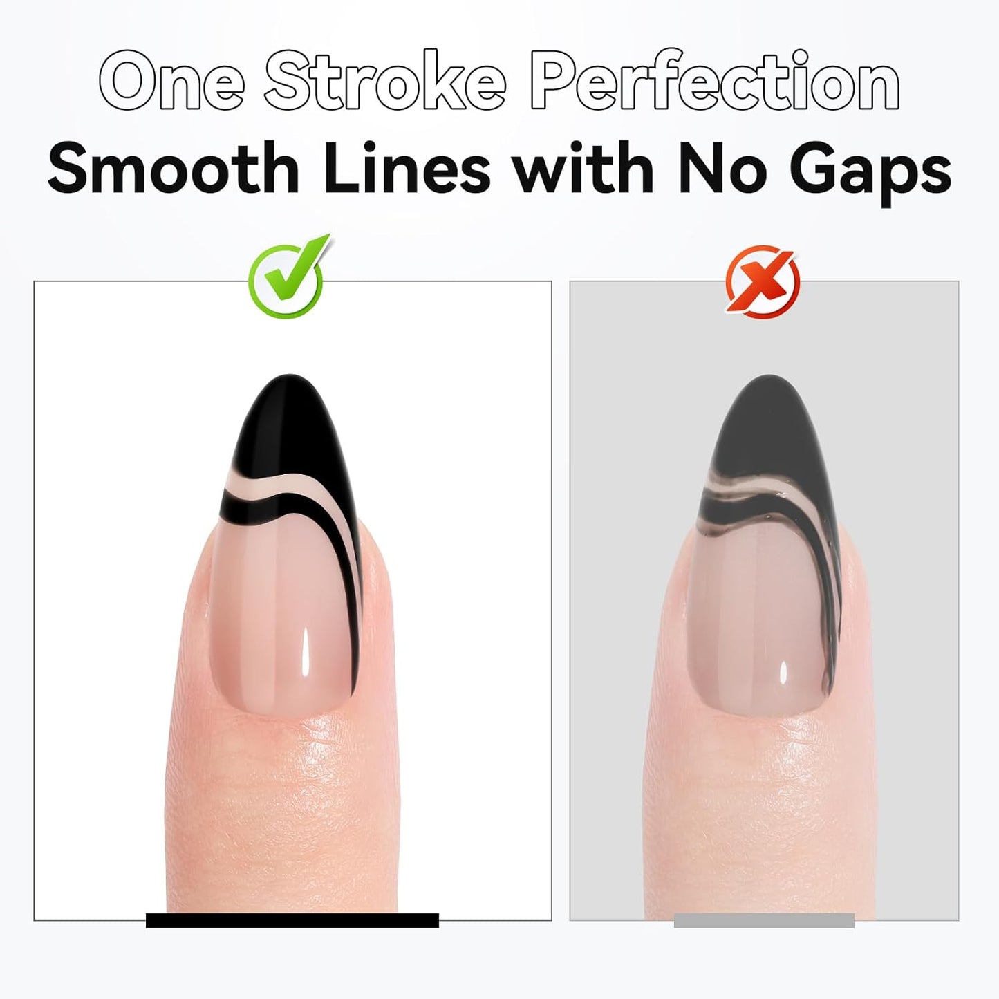 Makartt Pro Gel Nail Liner Set: White & Black, Precision Brush