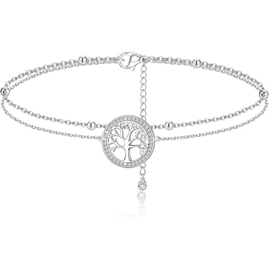 Sterling Silver Dainty Chain Bracelet for Women and Girls Adjustable Gift