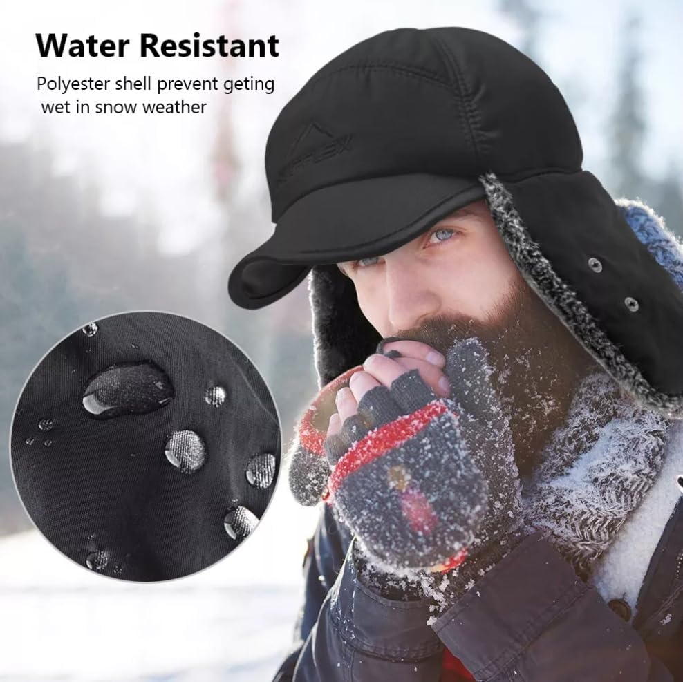 Men's Thermal Windproof Trapper Hat with Removable Face Mask
