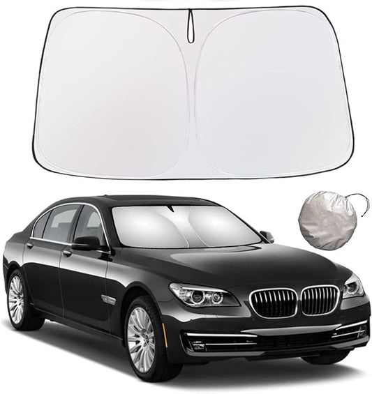 Zimohe Foldable Car Sun Shade for Front Windshield – UV 99% Protection, Silver & Black