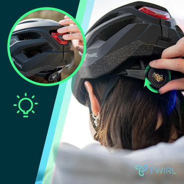 TWIRL City ONE Black Cycling Helmet: Rear Light, Ventilation, High Impact Protection - Gomix Brands Outlet