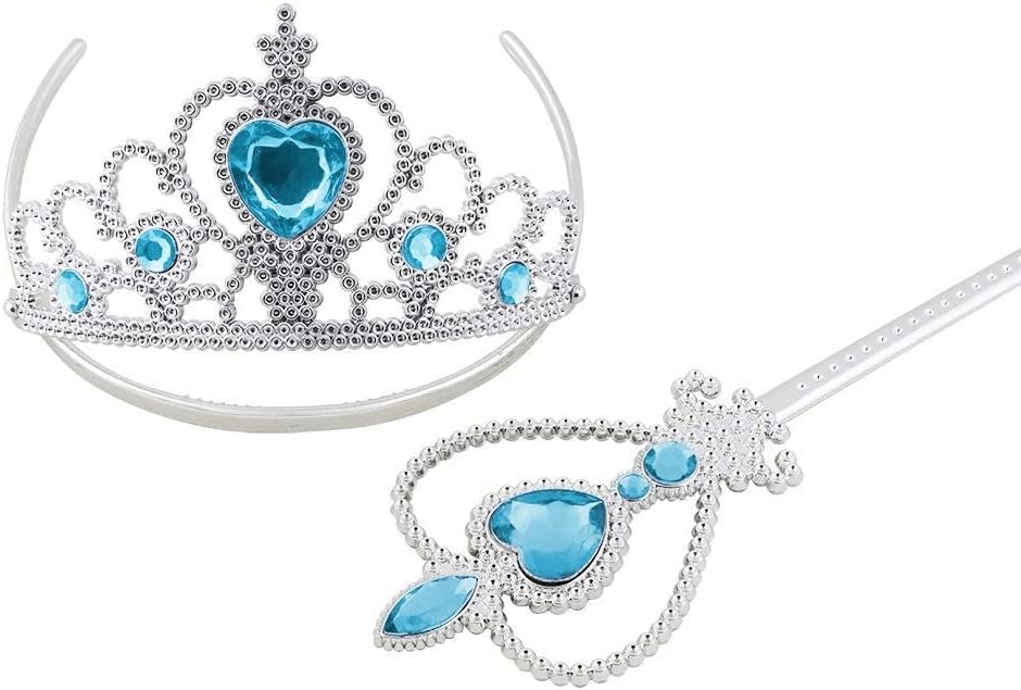 Vicloon Princess Dress-Up Set with Elsa Crown, Wand, Gloves