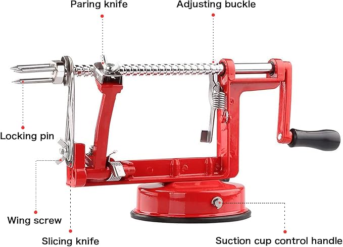 Baumalu Wine Red Metal Apple Peeler with Suction Cup