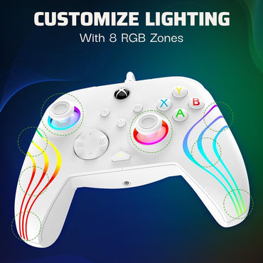 PDP Afterglow XBX Wave Wired Controller – Custom RGB LED White