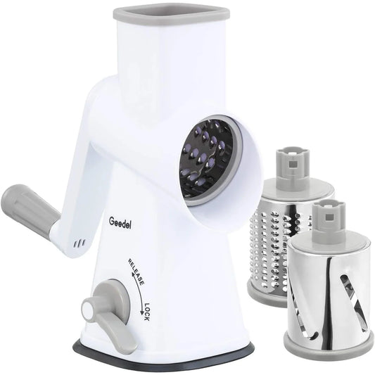 Geedel Rotary Grater with 3 Detachable Drum Blades, Dishwasher Safe - Gomix Brands Outlet