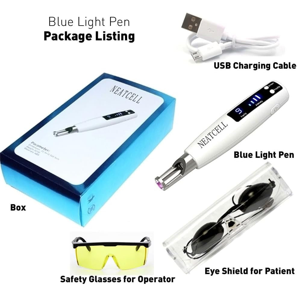 NEATCELL Rechargeable Blue Light Pen with Dual Glasses Set