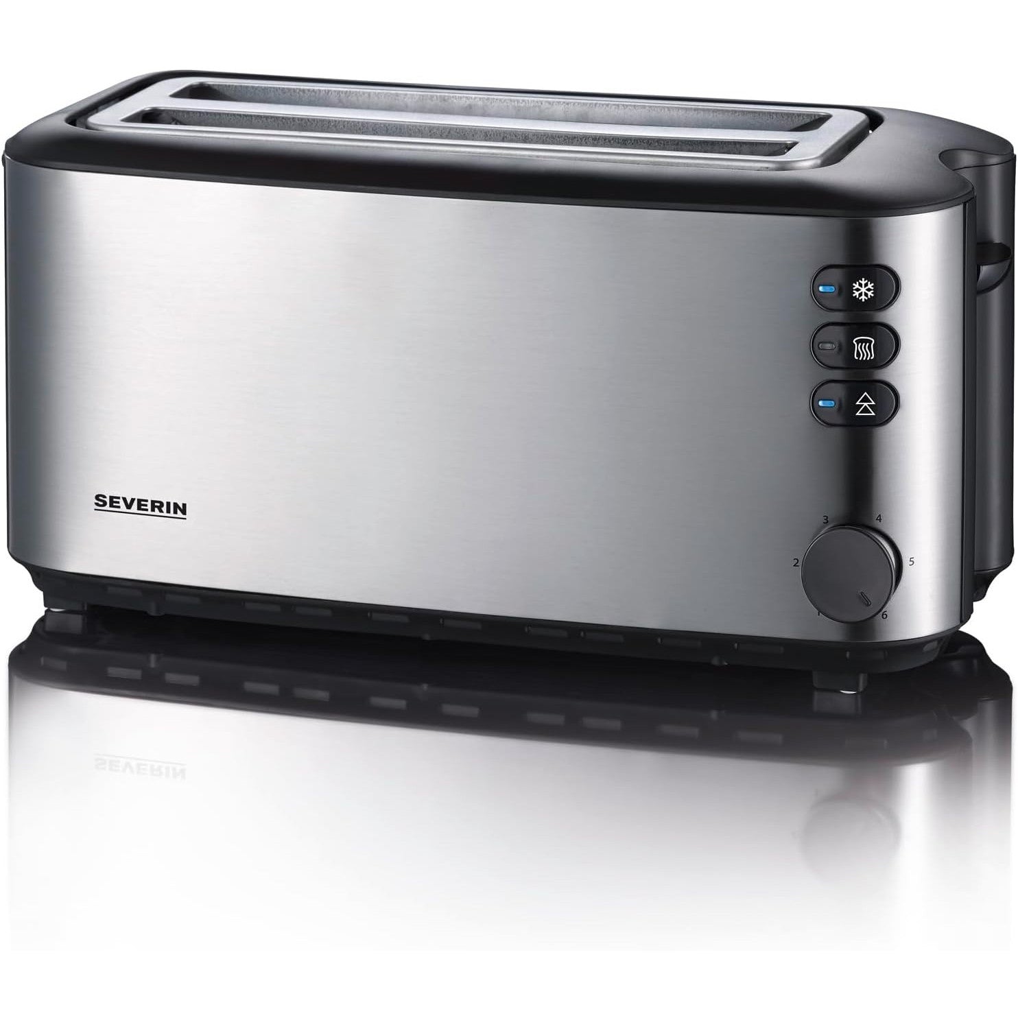 Severin 2509 Automatic 4‑Slice Long Slot Stainless Steel Toaster Silver