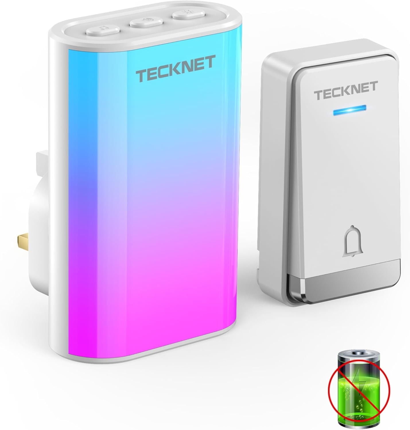 TECKNET Wireless Doorbell: Self-Powered, IP65 Waterproof, Long Range, 60 Chimes
