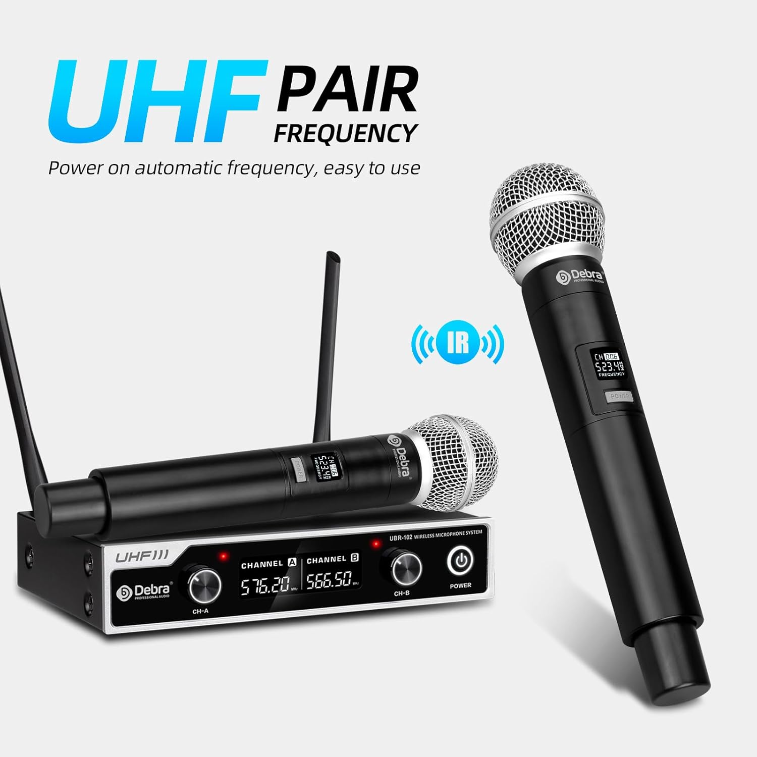 D Debra UHF Wireless Microphone System with Dual Handheld Mics