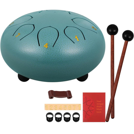 Supvox 6-Inch Blue Rain Chime Hand Drum with Accessories
