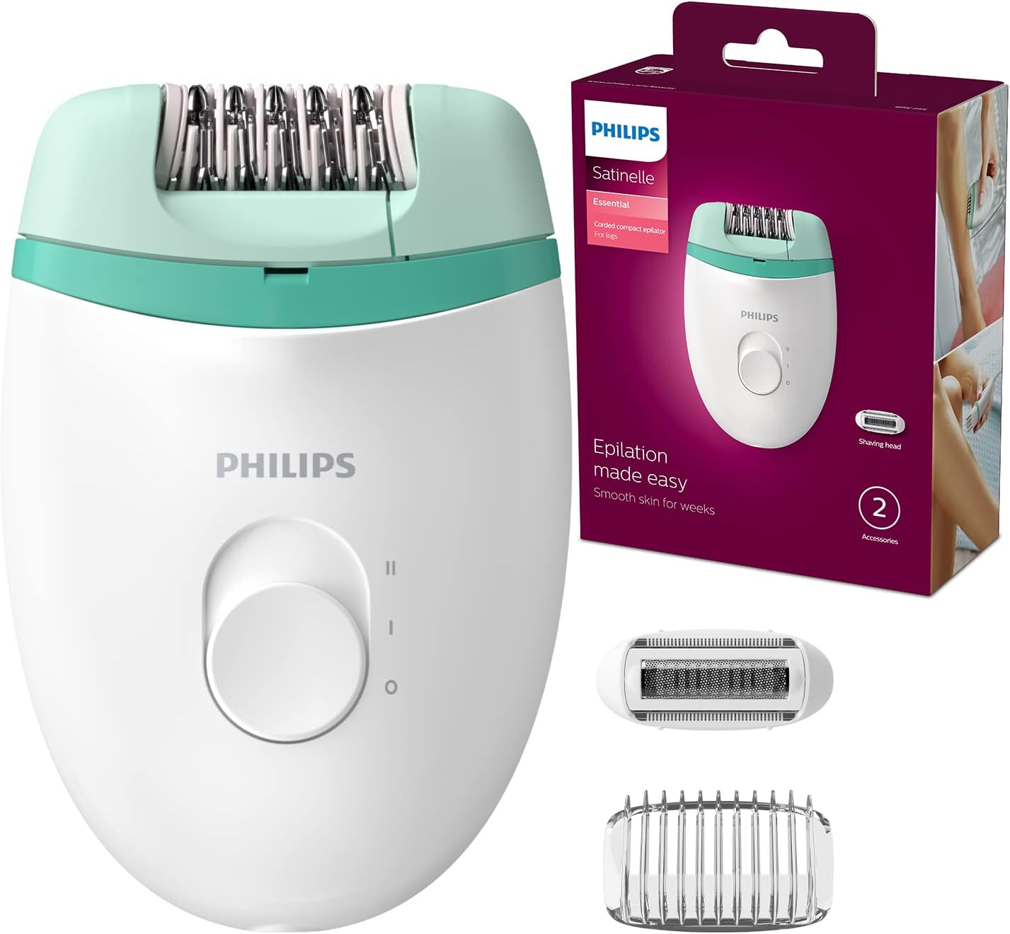 Philips Satinelle Essential Compact Epilator - BRE245/00 for Smooth Skin