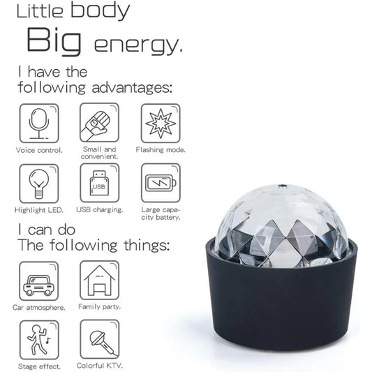 ASFSKY Mini DJ Disco Ball Light USB Rechargeable Sound‑Activated - Gomix Brands Outlet