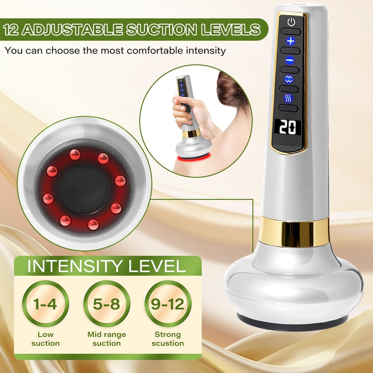 12-Level Intelligent Negative Pressure Cupping Massager – Portable Handheld Fat Reliever