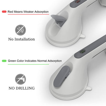 LORESJOY 12-Inch Suction Shower Grab Bar with Indicator Lights