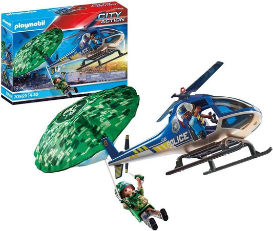Playmobil City Action Police Helicopter with Parachute and Figures - Gomix Brands Outlet