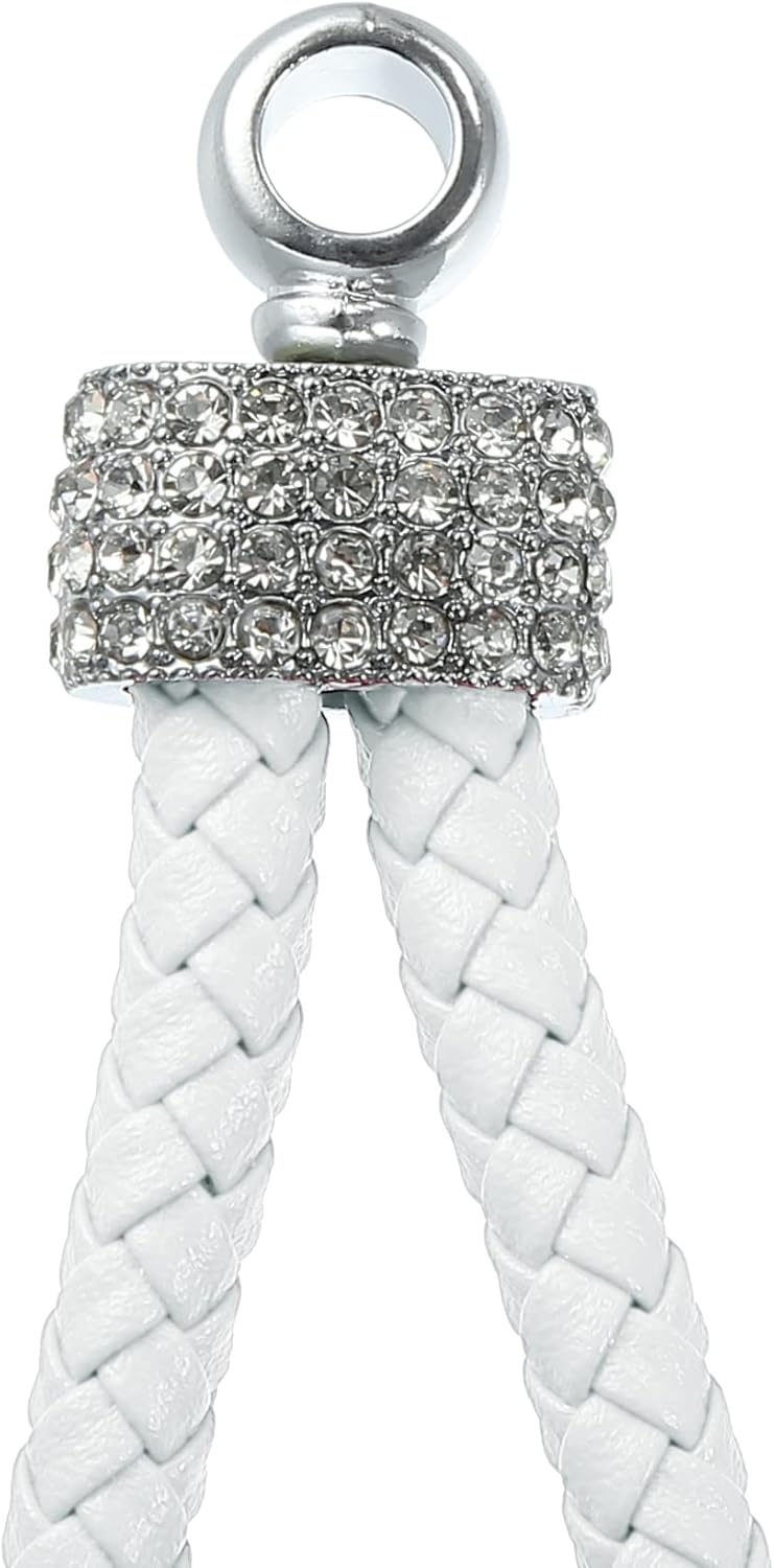 White PU Leather Car Keychain with Sparkling Strass