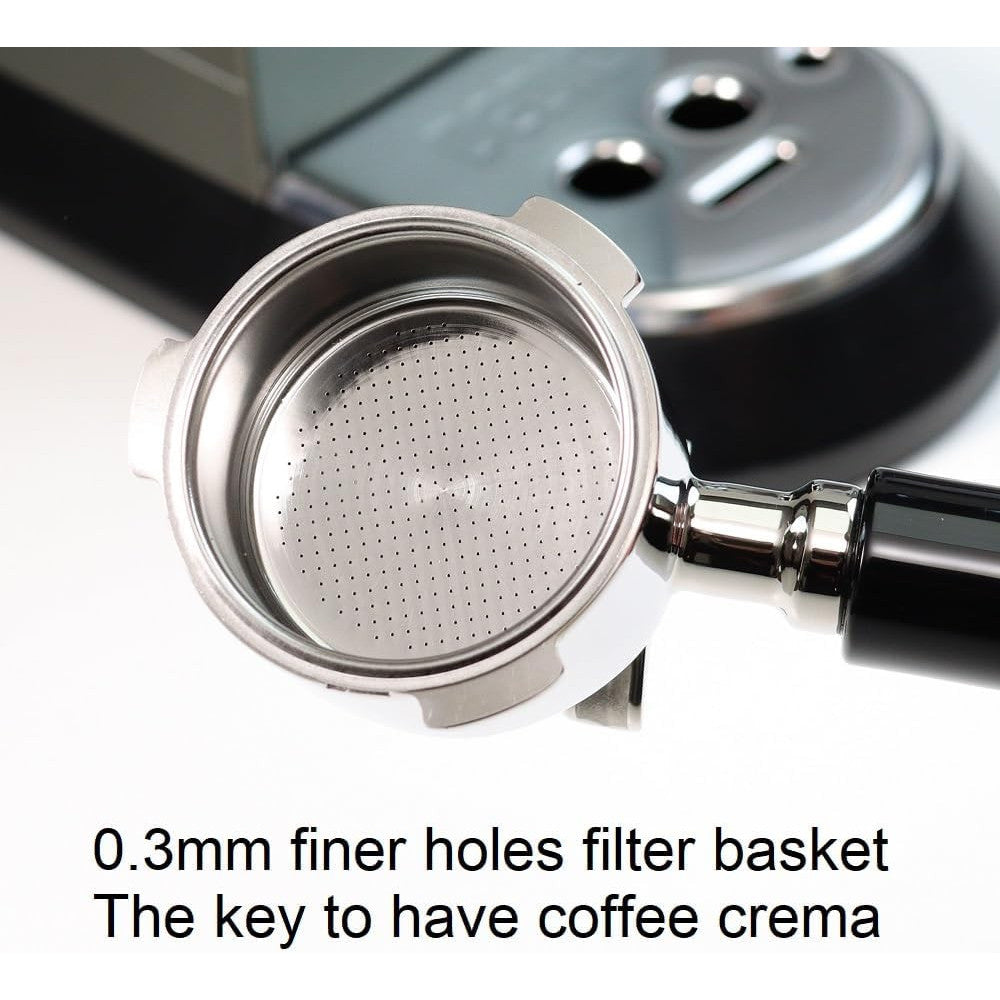 CAPFEI 51mm Triple-Ear Double Spout Portafilter for DeLonghi Dedica Black