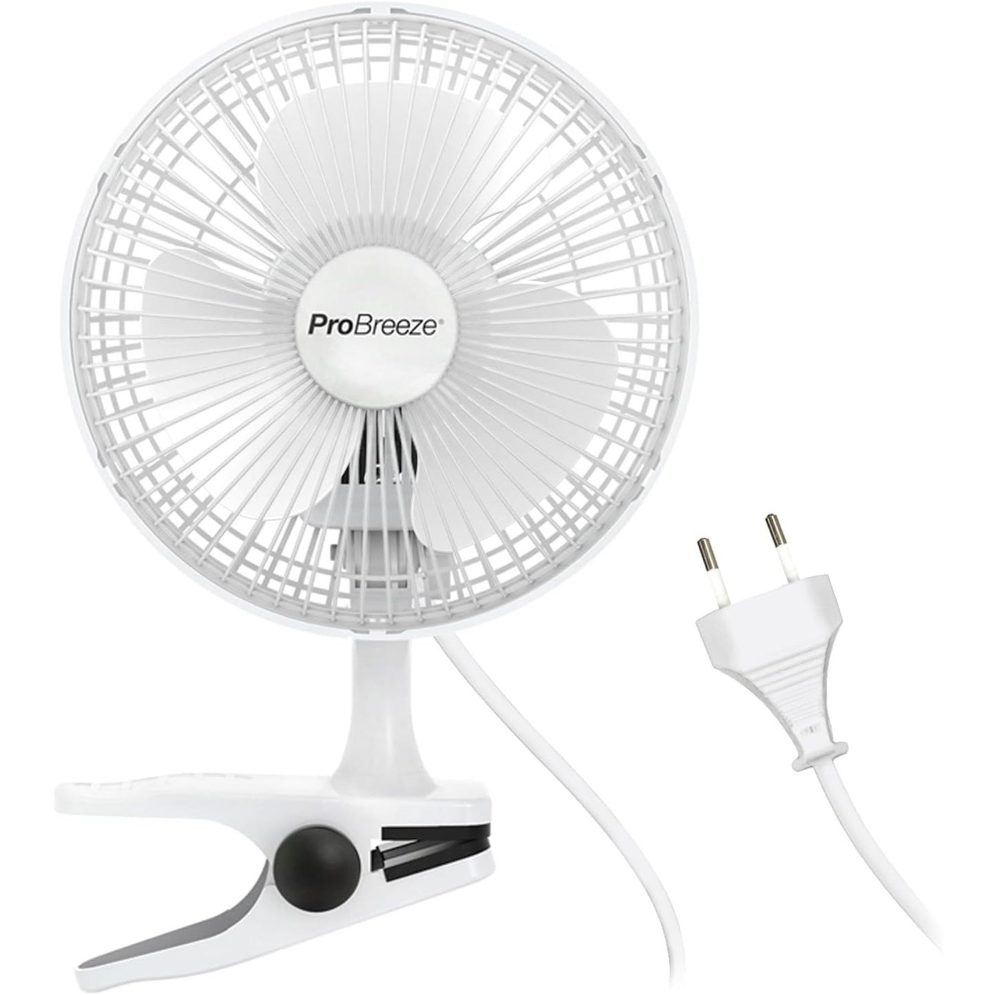 Pro Breeze Mini Fan with Clip, Very Quiet, 20 cm Diameter, 2 Speed Settings, Ideal as Table Fan