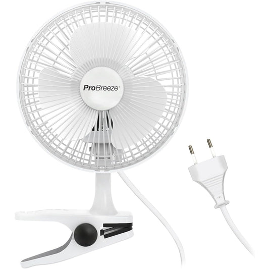 Pro Breeze Mini Fan with Clip, Very Quiet, 20 cm Diameter, 2 Speed Settings, Ideal as Table Fan