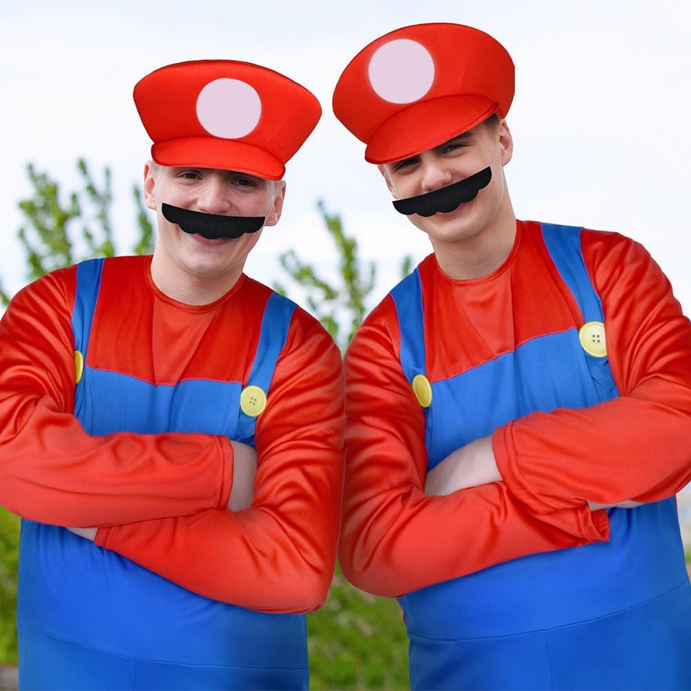 Aomig Mario & Luigi Cosplay Costume with Hat, Mustache, Gloves